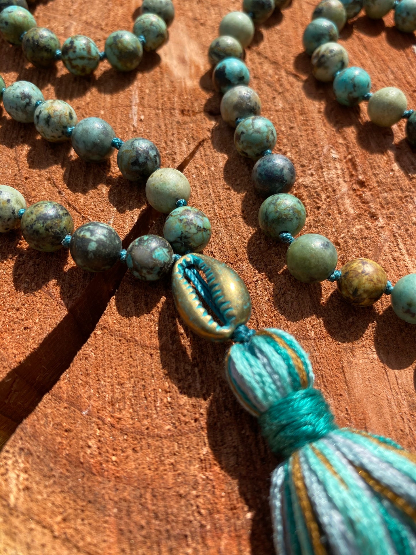 African Turquoise hand-knotted Mala